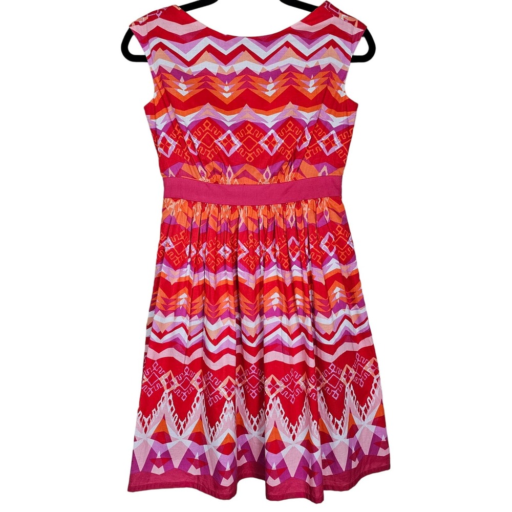 Eliza J A-line Dress Womens Size 2 Pink Geometric Print Knee Length Altered